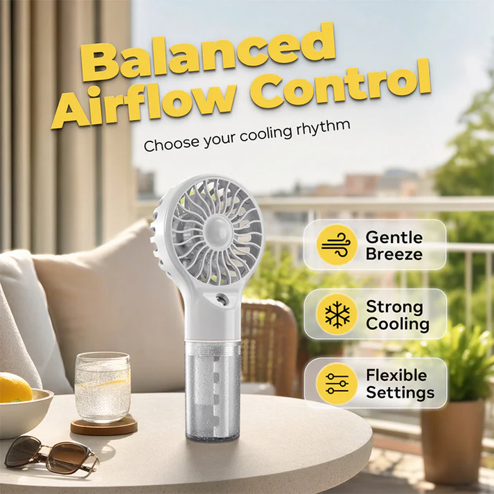 🏖️❄️ 50% OFF TODAY! 💦 Portable Handheld Mist Cooling Fan ✨ Instant Cooling Relief for Hot Summer Days, Travel &amp; Outdoor Activities