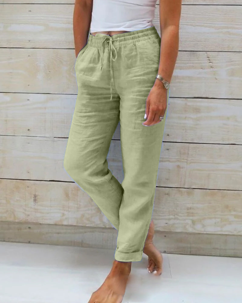 👖 50% RABATT! 🌿 Damenhose aus Baumwolle &amp; Leinen mit Elastischem Bund – Bequem, Atmungsaktiv &amp; Lässiger Look 🥰