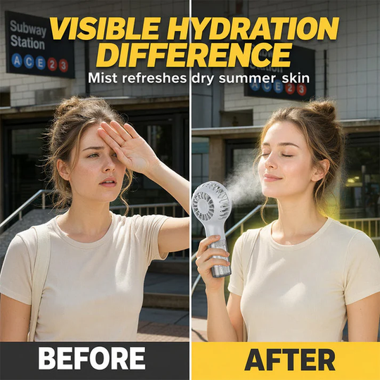 🏖️❄️ 50% OFF TODAY! 💦 Portable Handheld Mist Cooling Fan ✨ Instant Cooling Relief for Hot Summer Days, Travel &amp; Outdoor Activities