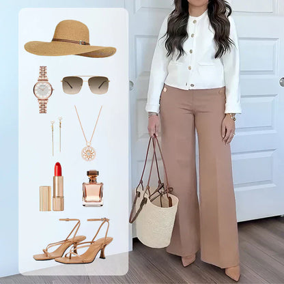 👖 60% RABATT! ✨ Hoch Elastische Hose mit Knopfverschluss & Weitem Bein – Figurformend, 3 Längen & Superbequem 🏃‍♀️