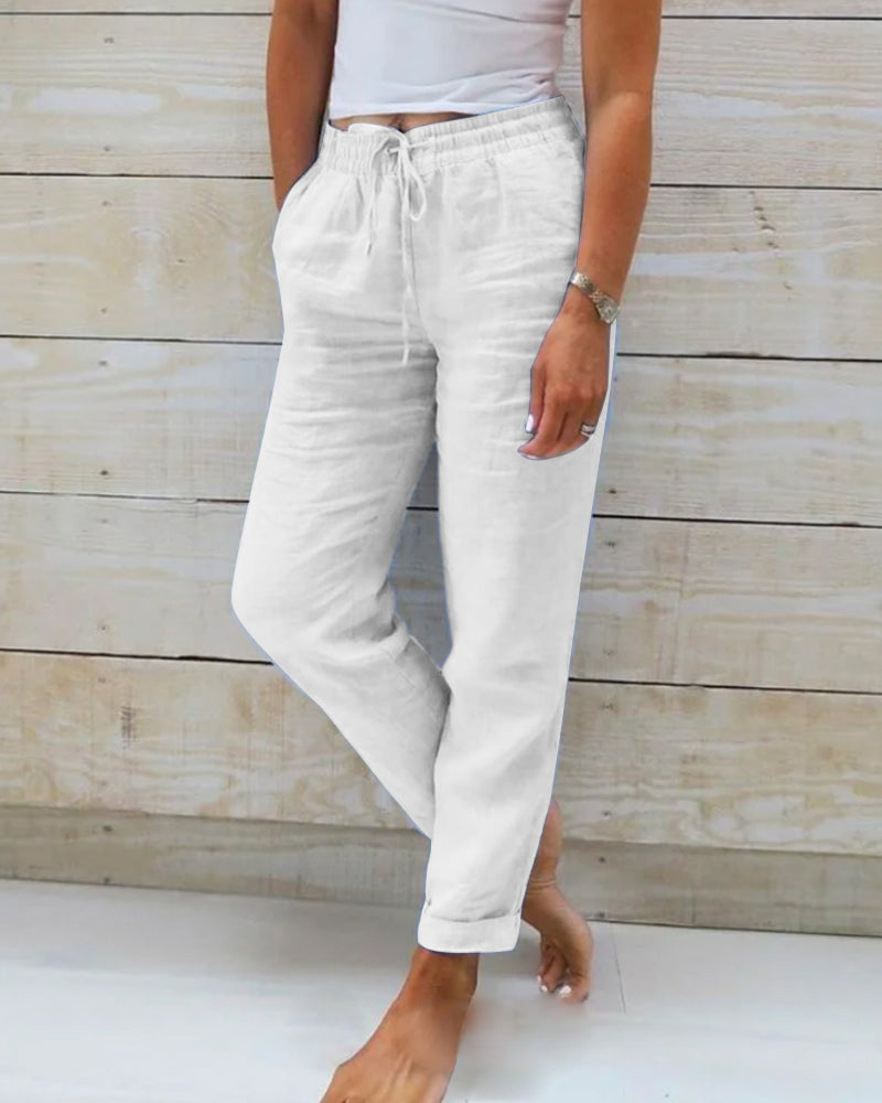 👖 50% RABATT! 🌿 Damenhose aus Baumwolle &amp; Leinen mit Elastischem Bund – Bequem, Atmungsaktiv &amp; Lässiger Look 🥰