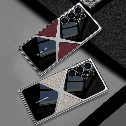 Cooles Design Galvanisierte Lederspleißschutzhülle für Samsung Galaxy S25~23Ultra