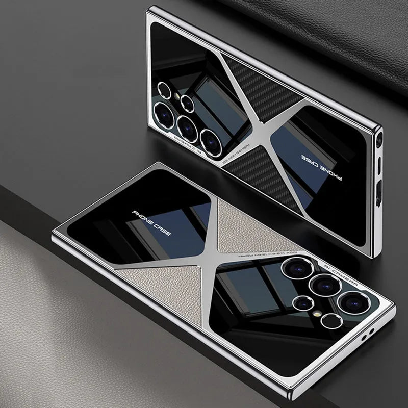 Cooles Design Galvanisierte Lederspleißschutzhülle für Samsung Galaxy S25~23Ultra