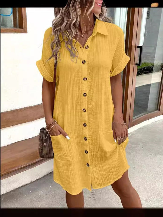 ✨Short Sleeve Shirt Dress - Soft, Pocketed &amp; Effortlessly Stylish💃