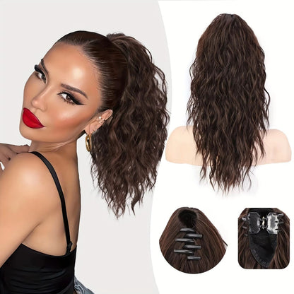 💜 LETZTER TAG DER AKTION - 50 % RABATT 💜18 Zoll lockige, gewellte Frizz-Haarverlängerung mit Pferdeschwanz