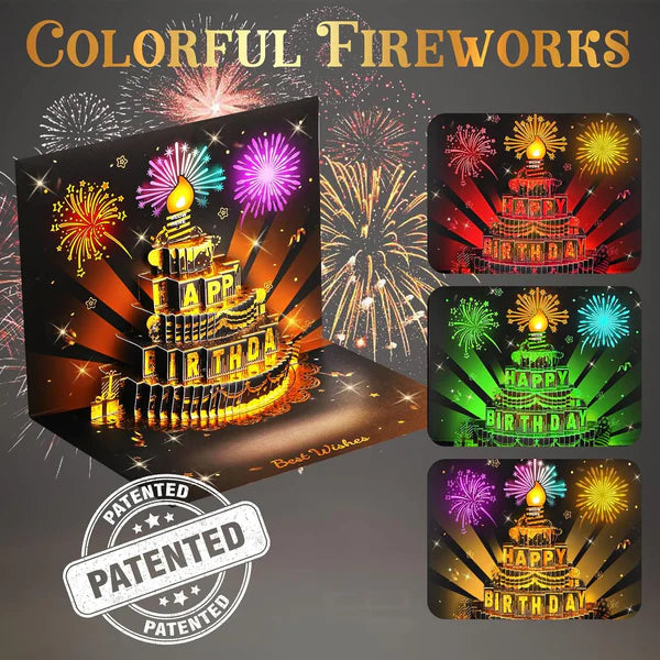 🔥 LSAT-TAG-AKTION 60% RABATT!! 🎉 3D Pop-Up-Musik-Geburtstagskarte mit Lichtern & Lied 🎵🎂