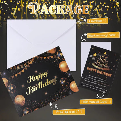 🔥 LSAT-TAG-AKTION 60% RABATT!! 🎉 3D Pop-Up-Musik-Geburtstagskarte mit Lichtern & Lied 🎵🎂