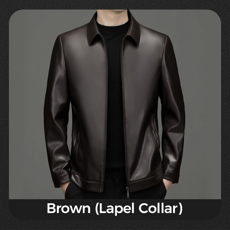 Klassische PU-Lederjacke für Herren mit Frontreißverschluss 🔥Business Casual Easy Match