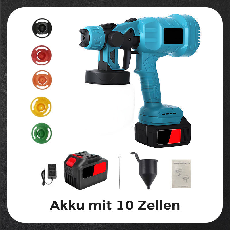 Kabellose elektrische Spritzpistole ⚡ 800 ml/Minute für ununterbrochenes Sprühen 💪 Wiederaufladbar, kabellos, Sprühen in jedem Winkel ohne Auslaufen. Ideal für Möbel, Zäune und Wände 🏠