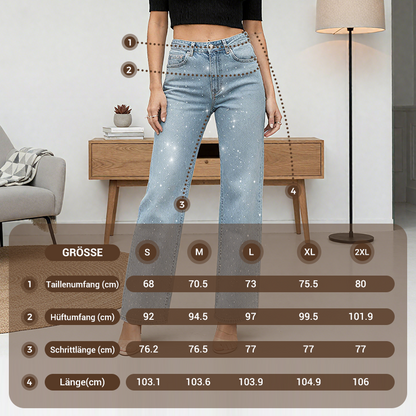 🔥Straight Leg Jeans mit Strasssteinen