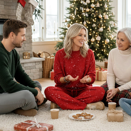 ⌛ Nur noch 3 Tage – 50 % auf alles! ⏰Damen-Glitzer-Zweiteiler: Pullover & Hose