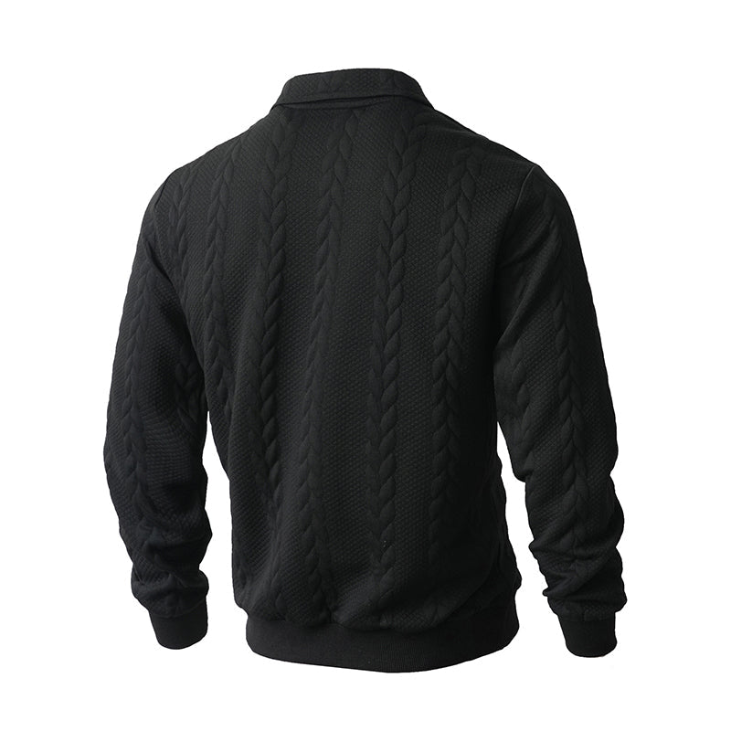 👔🧶 Lässiger Herrenpullover mit Halbreißverschluss – Zopfmuster für Wärme &amp; Stil! Perfekt für Arbeit ✨ und Freizeit 🌿 aus nachhaltiger Baumwolle.
