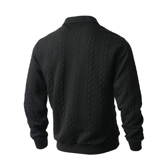 👔🧶 Lässiger Herrenpullover mit Halbreißverschluss – Zopfmuster für Wärme &amp; Stil! Perfekt für Arbeit ✨ und Freizeit 🌿 aus nachhaltiger Baumwolle.