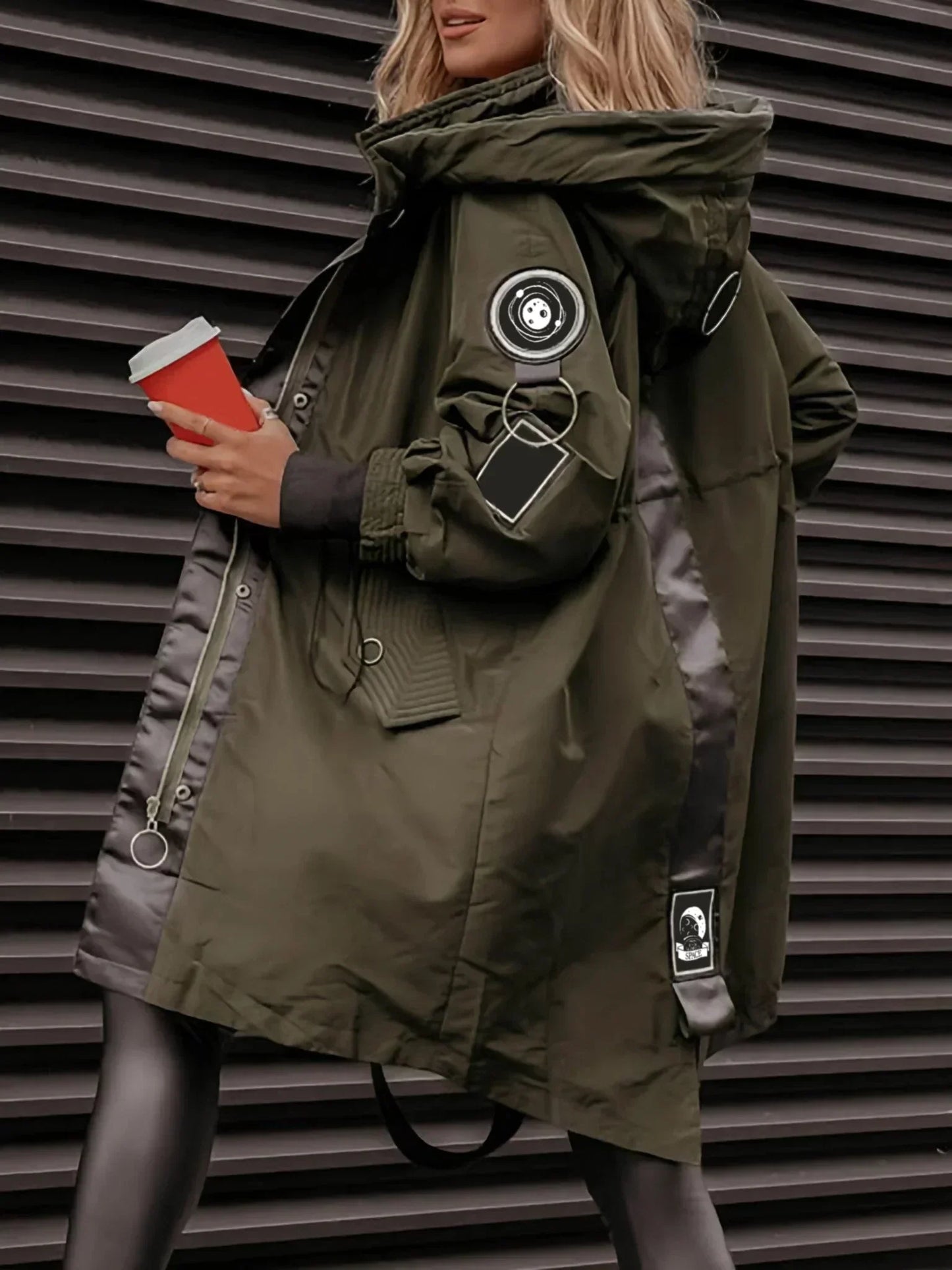 💜 LETZTER TAG DER AKTION – 49 % RABATT 💜 Damenjacke mit langen Ärmeln und Kapuze