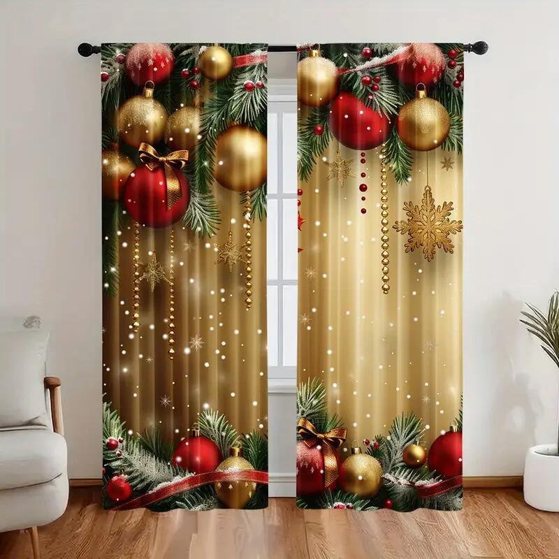 🎄Weihnachtsvorhänge 2-teilig für die Fensterdekoration