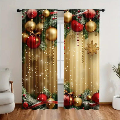 🎄Weihnachtsvorhänge 2-teilig für die Fensterdekoration