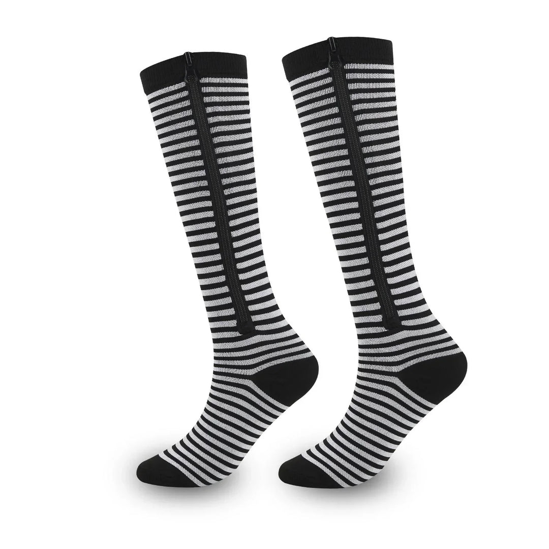 ❄️Summer Sale: 50% Off!🔥Knee-High Compression Socks with Zipper – Breathable Sports Support Socks for Running, Travel, Work, and Standing for Long Periods