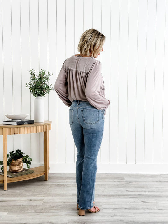 🍂Heiliger Gral Bauchfreie Bootcut-Jeans👖💥Befristetes Angebot: 50% Rabatt auf Bestellungen