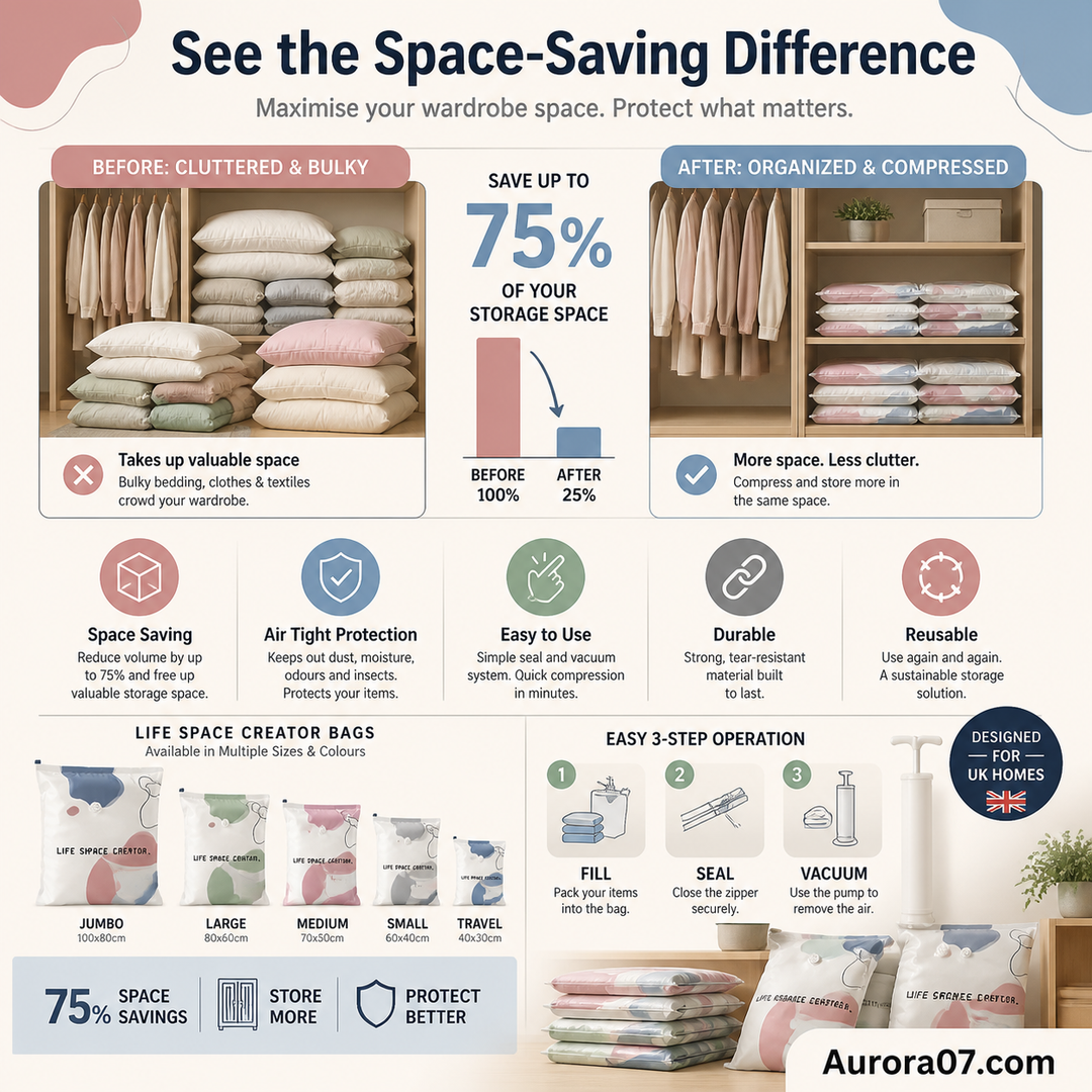 💐 BUY 2, GET 1 FREE!🧳No‑Pump Vacuum Storage Bags – Press &amp; seal, no pump needed. Saves 80% space, keeps clothes dry &amp; dust‑free. Perfect for bulky bedding &amp; off‑season gear. 🛏️🗄️