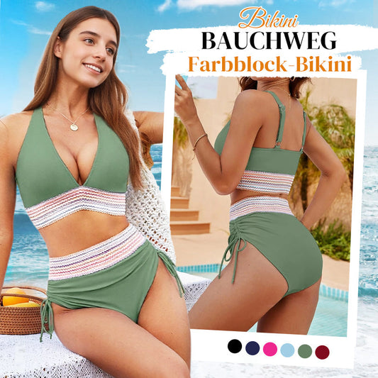 🔥2026 Neuer Typ 49% Rabatt💥Hoch taillierte Bikini-Sets mit Bauchkontrolle und Farbblock-Design👙