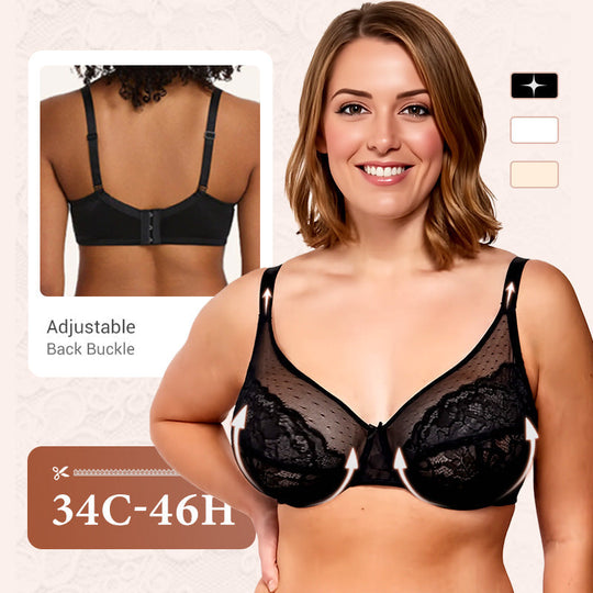 💜Enchante Floral Lace Plus Size Underwire Unlined Unpadded Minimizer Full Coverage Bra Women&
