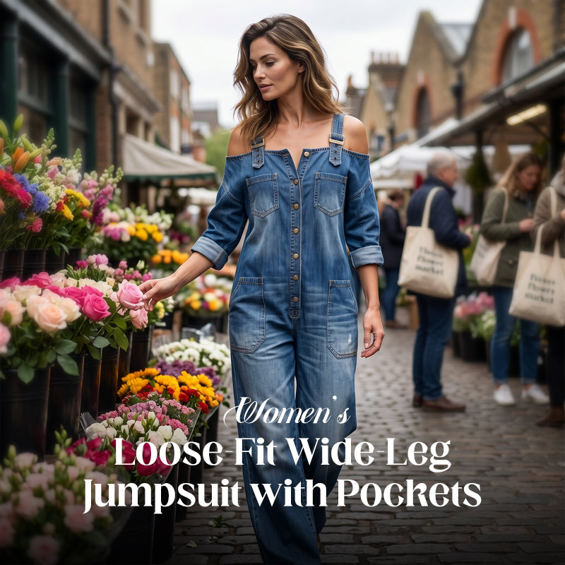 ⏳🔥LIMITED-TIME 50% OFF! 👗 Loose Fit Wide-Leg Overall Jumpsuit with Pockets – Effortless Comfort &amp; Style ✨
