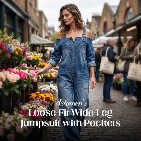⏳🔥LIMITED-TIME 50% OFF! 👗 Loose Fit Wide-Leg Overall Jumpsuit with Pockets – Effortless Comfort &amp; Style ✨