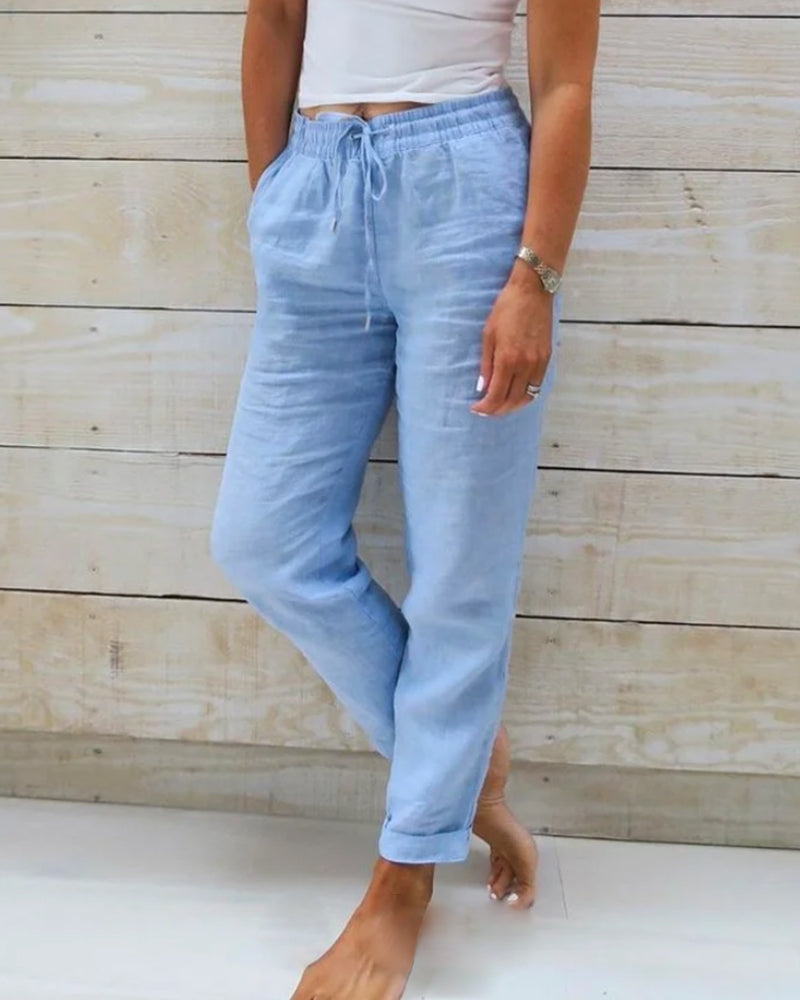 👖 50% RABATT! 🌿 Damenhose aus Baumwolle &amp; Leinen mit Elastischem Bund – Bequem, Atmungsaktiv &amp; Lässiger Look 🥰