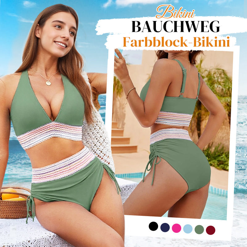🔥Letzter Tag Spezial Preis €18.99!👙Hoch taillierte Bikini-Sets mit Bauchkontrolle und Farbblockdesign