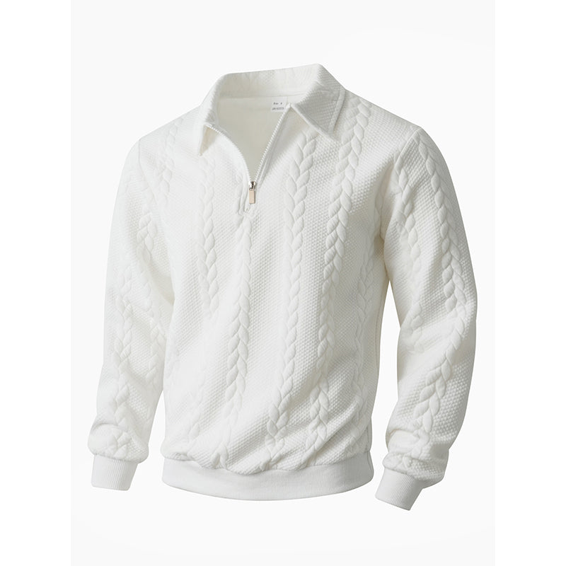 👔🧶 Lässiger Herrenpullover mit Halbreißverschluss – Zopfmuster für Wärme & Stil! Perfekt für Arbeit ✨ und Freizeit 🌿 aus nachhaltiger Baumwolle.