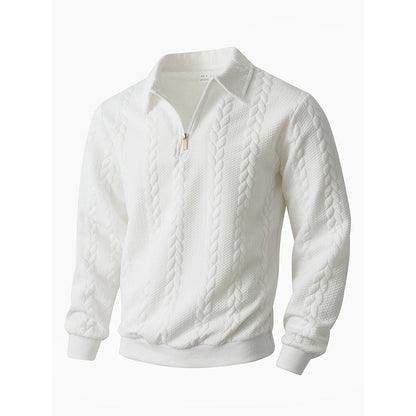 👔🧶 Lässiger Herrenpullover mit Halbreißverschluss – Zopfmuster für Wärme & Stil! Perfekt für Arbeit ✨ und Freizeit 🌿 aus nachhaltiger Baumwolle.