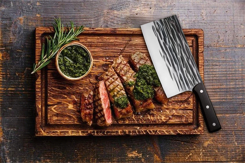 JUWIL Premium Fleischbeil aus Kohlenstoffstahl – Handgeschmiedete serbische Hacka für Küche, Grill &amp; Outdoor