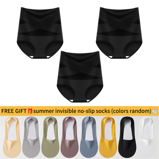 💖Last Day-Buy 1 Get 3 Packs💖Plus-Size High-Waist Cross Tummy Control Panties