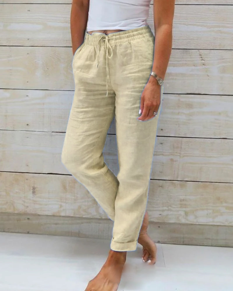 👖 50% RABATT! 🌿 Damenhose aus Baumwolle &amp; Leinen mit Elastischem Bund – Bequem, Atmungsaktiv &amp; Lässiger Look 🥰