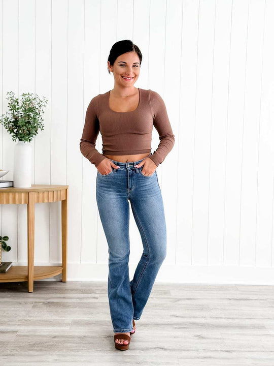 🍂Heiliger Gral Bauchfreie Bootcut-Jeans👖💥Befristetes Angebot: 50% Rabatt auf Bestellungen