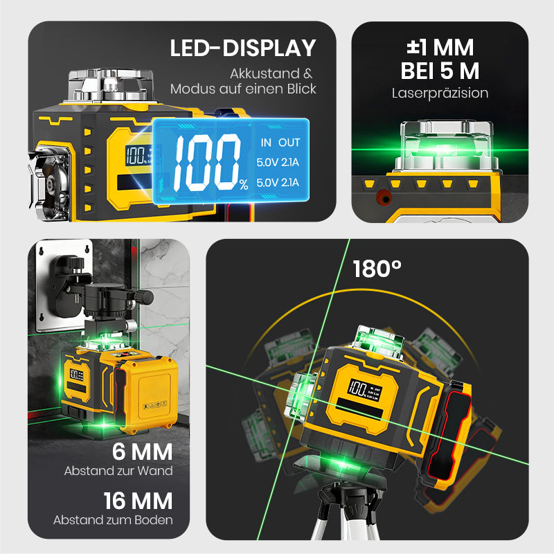 📏 60% RABATT! 🔦 Multifunktions-Laserwasserwaage – Selbstnivellierend, Horizontale &amp; Vertikale Linien &amp; Ideal für Heimwerker 🔧