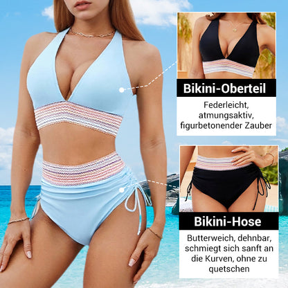 🔥Letzter Tag Spezial Preis €18.99!👙Hoch taillierte Bikini-Sets mit Bauchkontrolle und Farbblockdesign