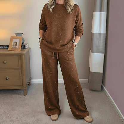 ⌛ Nur noch 3 Tage – 50 % auf alles! ⏰Damen-Glitzer-Zweiteiler: Pullover & Hose