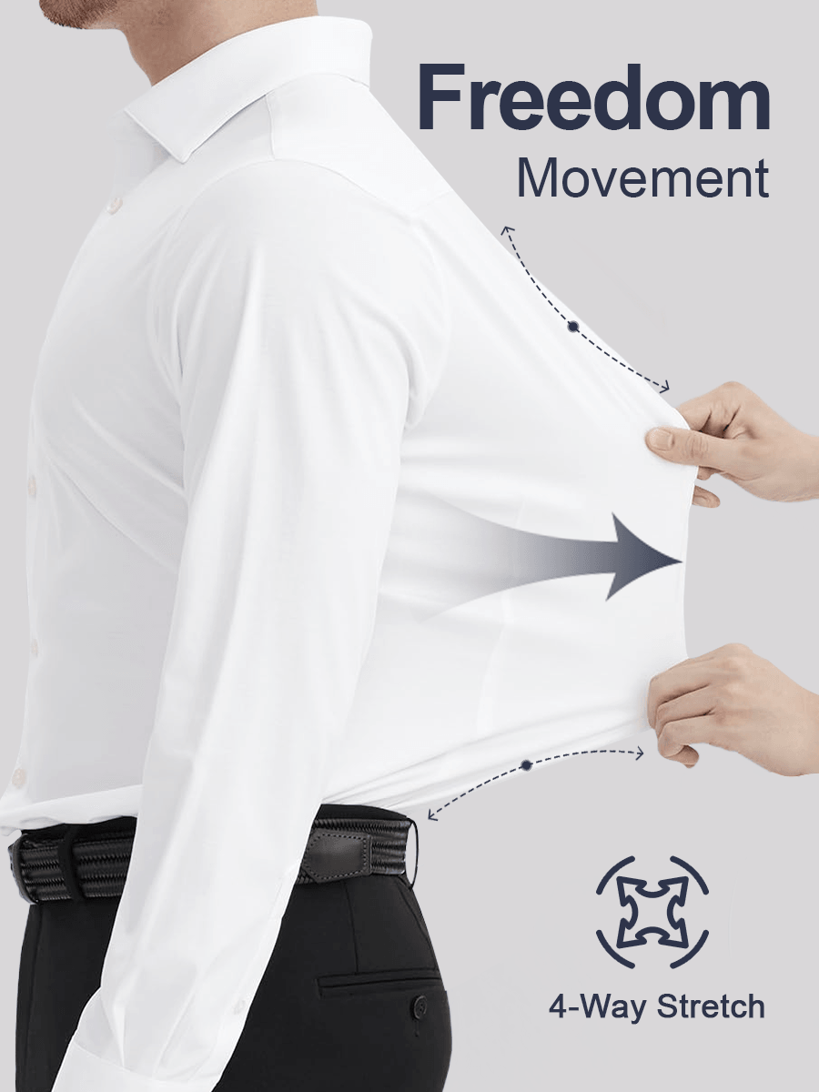 👑Fliwos Bügelfreies Stretch-Hemd für Herren mit dreifachem Schutz