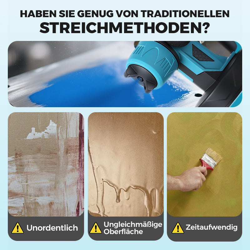 Kabellose elektrische Spritzpistole ⚡ 800 ml/Minute für ununterbrochenes Sprühen 💪 Wiederaufladbar, kabellos, Sprühen in jedem Winkel ohne Auslaufen. Ideal für Möbel, Zäune und Wände 🏠