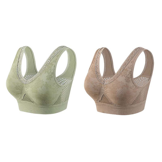 🏆 Last Day Buy One Get One Free 💐 🎁Lace Wireless Pure Cotton Buttonless Comfy Lifting Bra