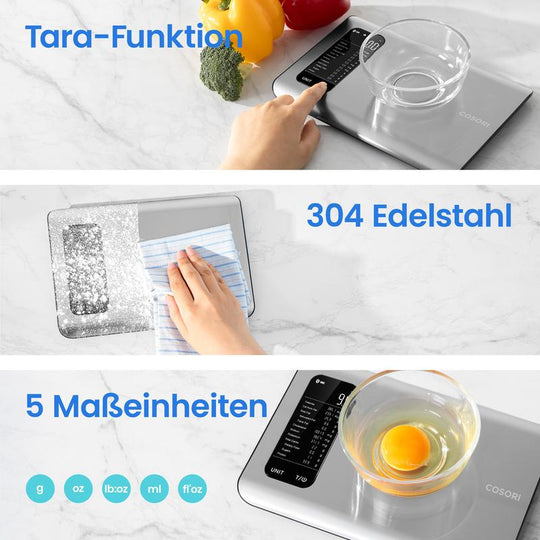⚖️📊 Küchenwaage digital – misst 19 Nährwerte &amp; Kalorien per App, 5kg Edelstahl 🥗✅ für gesunde Ernährung &amp; Gewichtsverlust