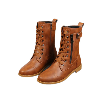 🍂Women's Round Toe Side Zipper Leather Orthopedic Boots
