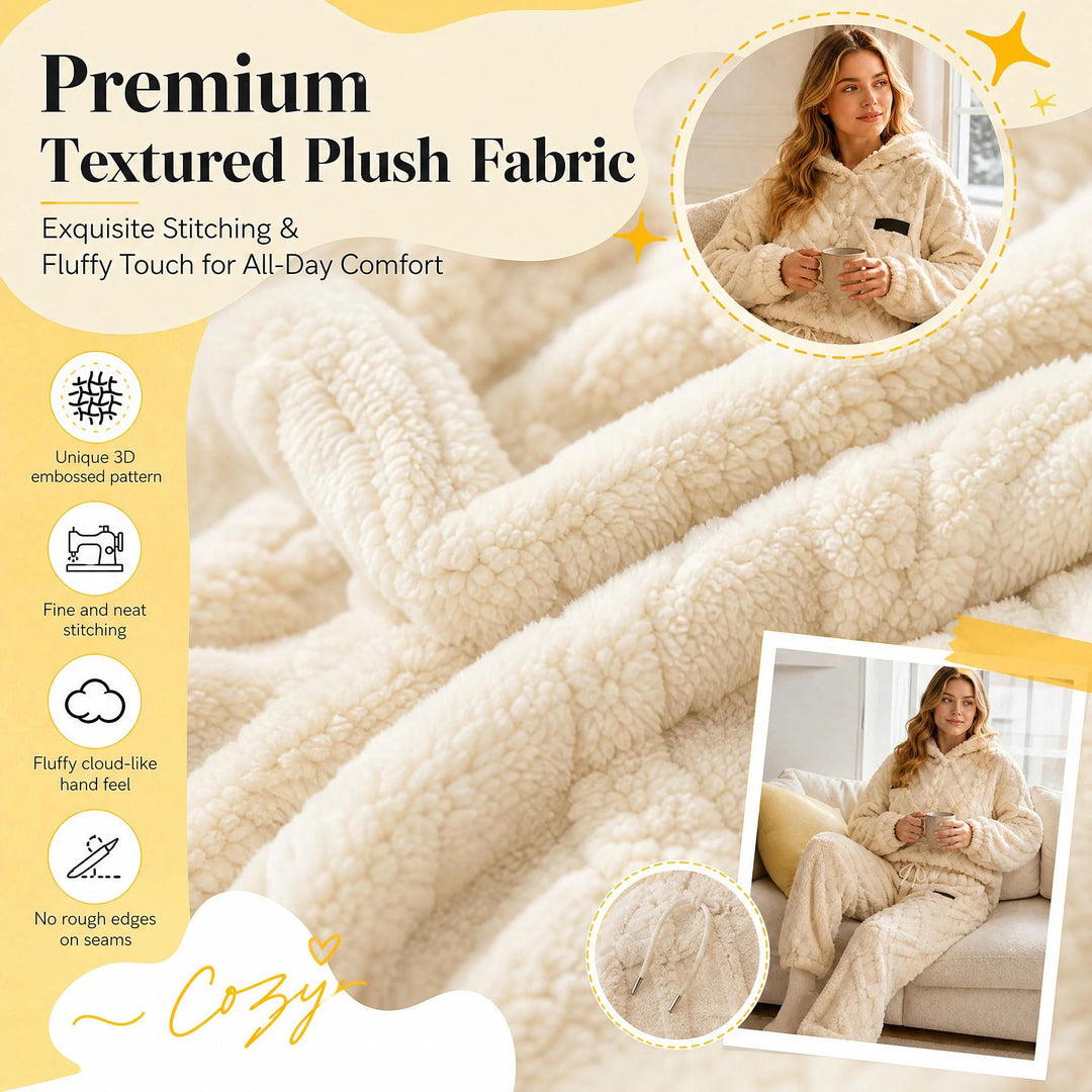 🍂 Embossed Geometric Plush Set – Timeless Comfort &amp; Effortless Style For Every Occasion