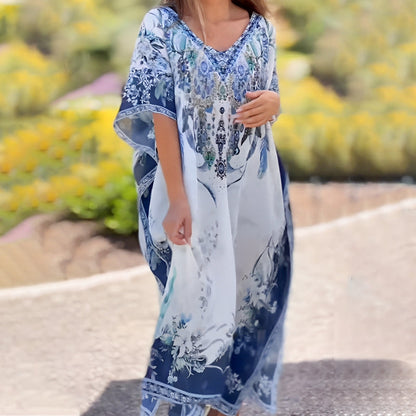 🔥Zeitlich begrenzter Rabatt🔥Asymmetrisches Damenkleid mit V-Ausschnitt und lockerem Schnitt