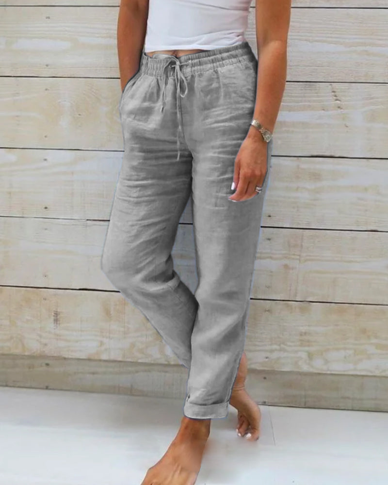 👖 50% RABATT! 🌿 Damenhose aus Baumwolle &amp; Leinen mit Elastischem Bund – Bequem, Atmungsaktiv &amp; Lässiger Look 🥰