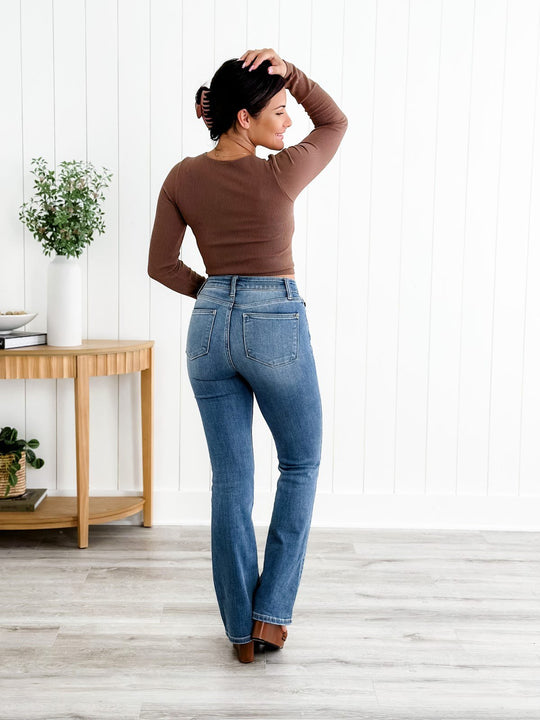 🍂Heiliger Gral Bauchfreie Bootcut-Jeans👖💥Befristetes Angebot: 50% Rabatt auf Bestellungen