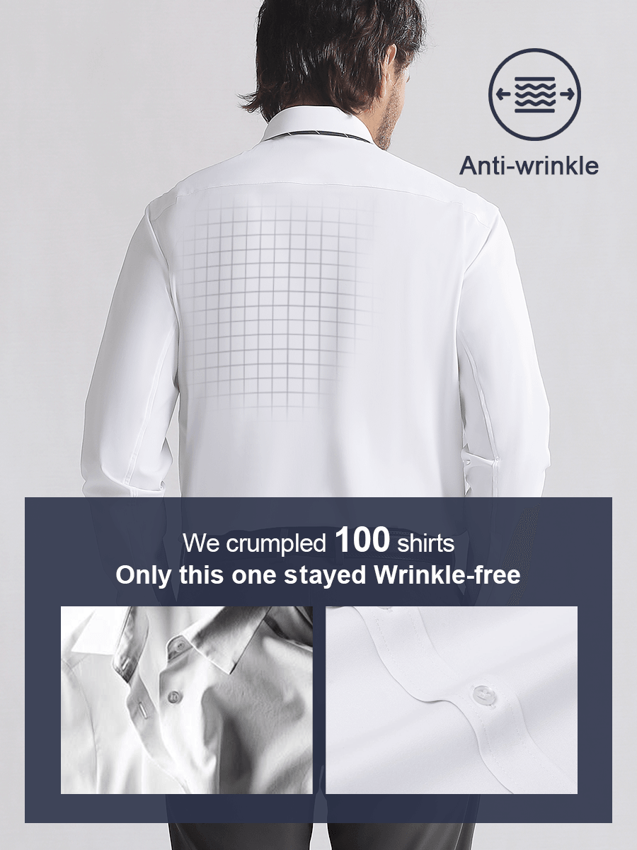 👑Fliwos Bügelfreies Stretch-Hemd für Herren mit dreifachem Schutz
