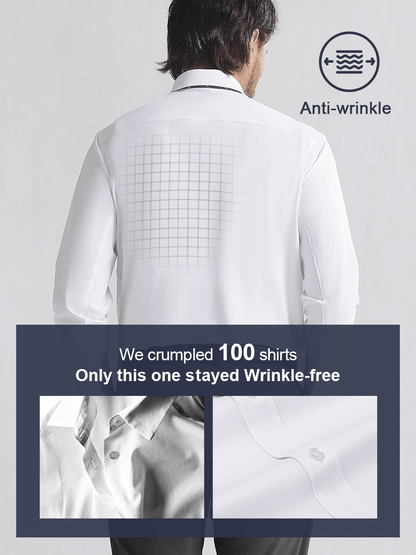 👑Fliwos Bügelfreies Stretch-Hemd für Herren mit dreifachem Schutz