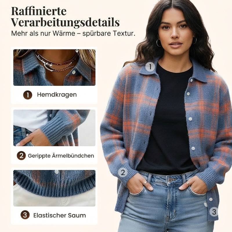 ✨️LETZTER TAG - 60% RABATT✨️ Karierte Damen-Strickjacke mit Knopfleiste